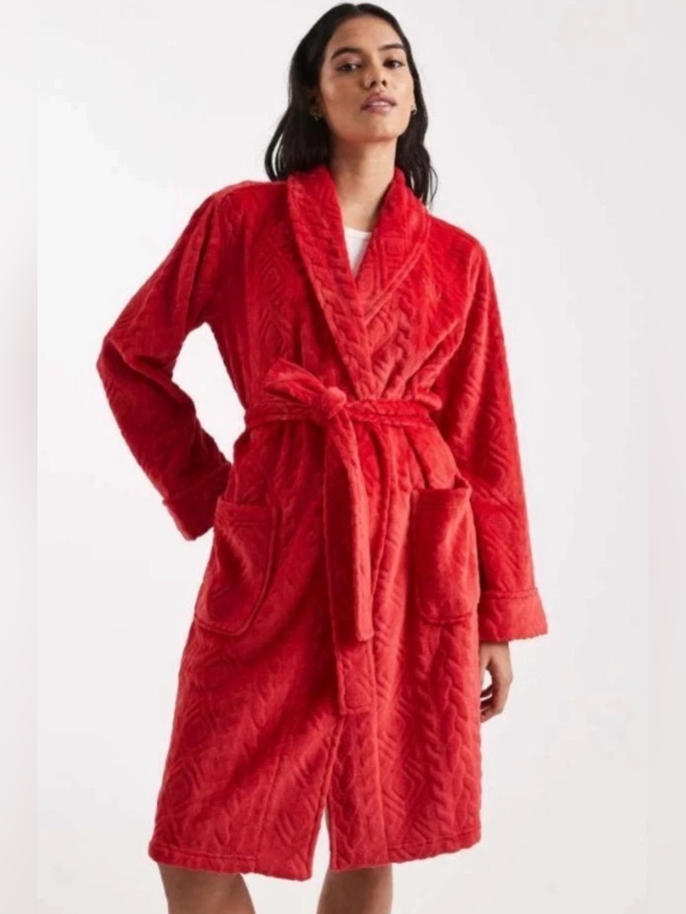 Ralph Lauren Cherry Red Plush Robe with Belt Women’s XL